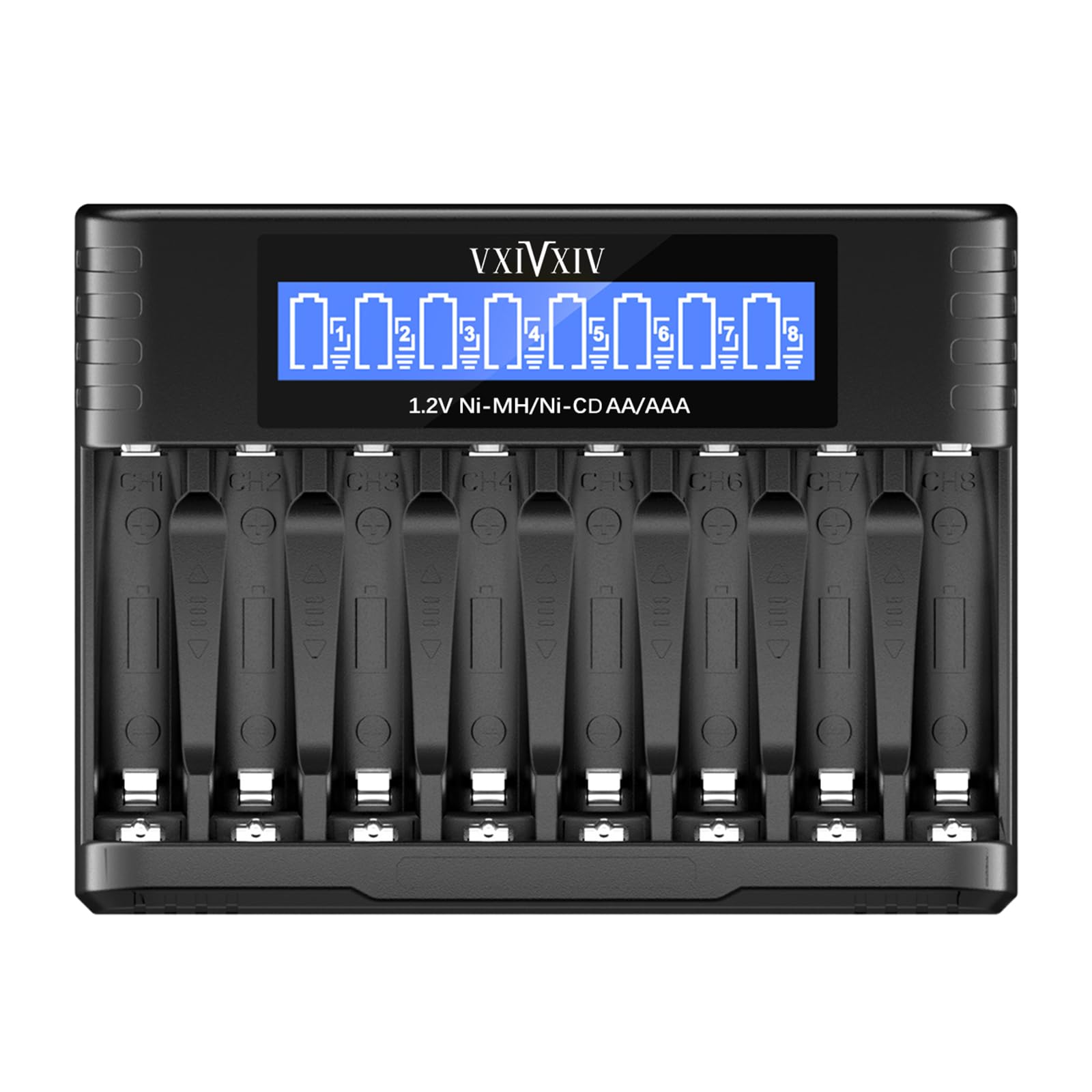 VXIVXIV Ni-MH AAA AA Battery Charger,8 Slots Ni-MH Battery Charger Ni-MH AA Charger AAA Battery Charger for 1.2V Ni-MH Ni-CD AA AAA Battery