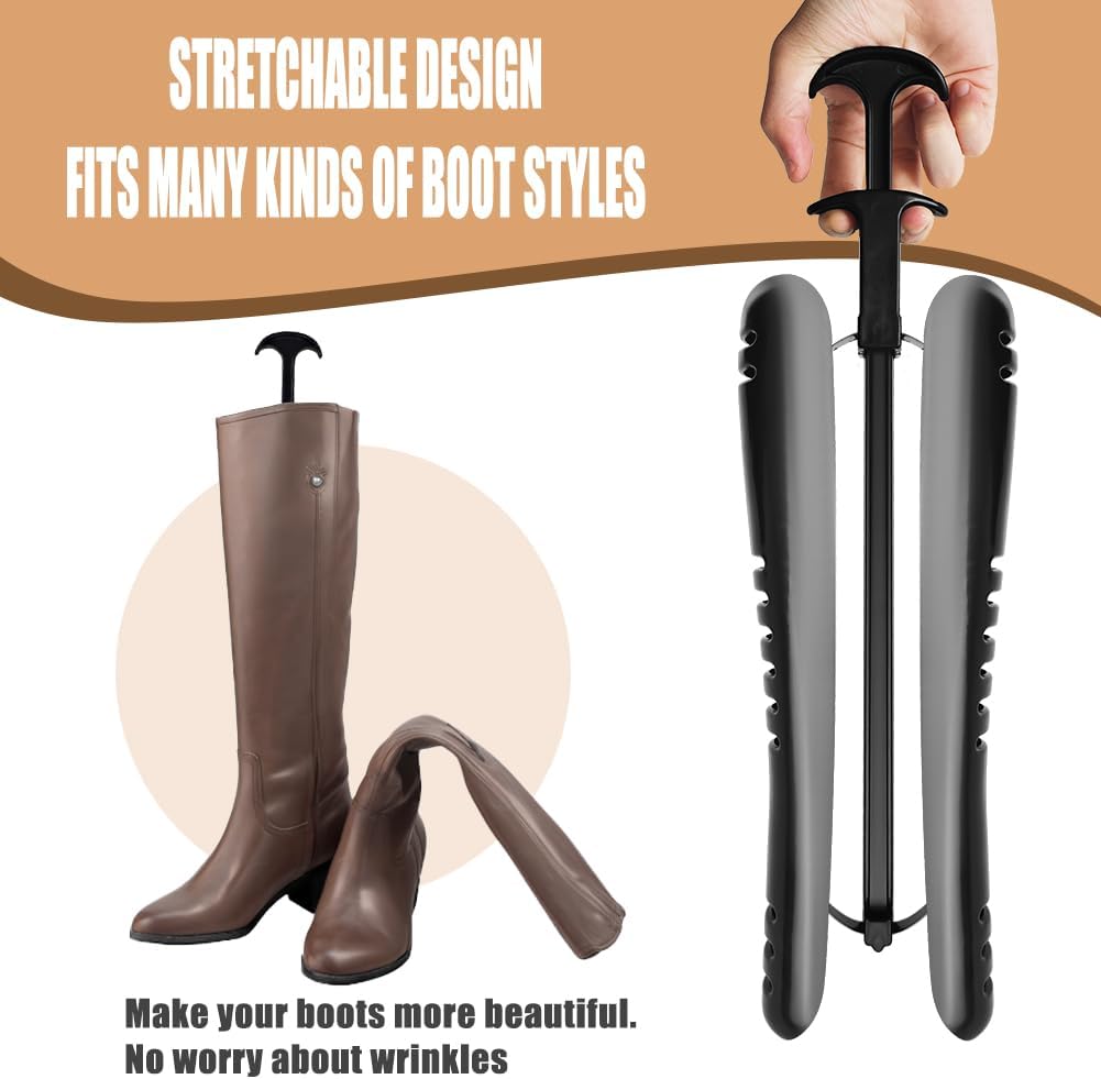 WAJJ Women Boot Calf Stretcher Adjustable Shoe Trees Length Width Keeper Shaper (Black) - Image 2