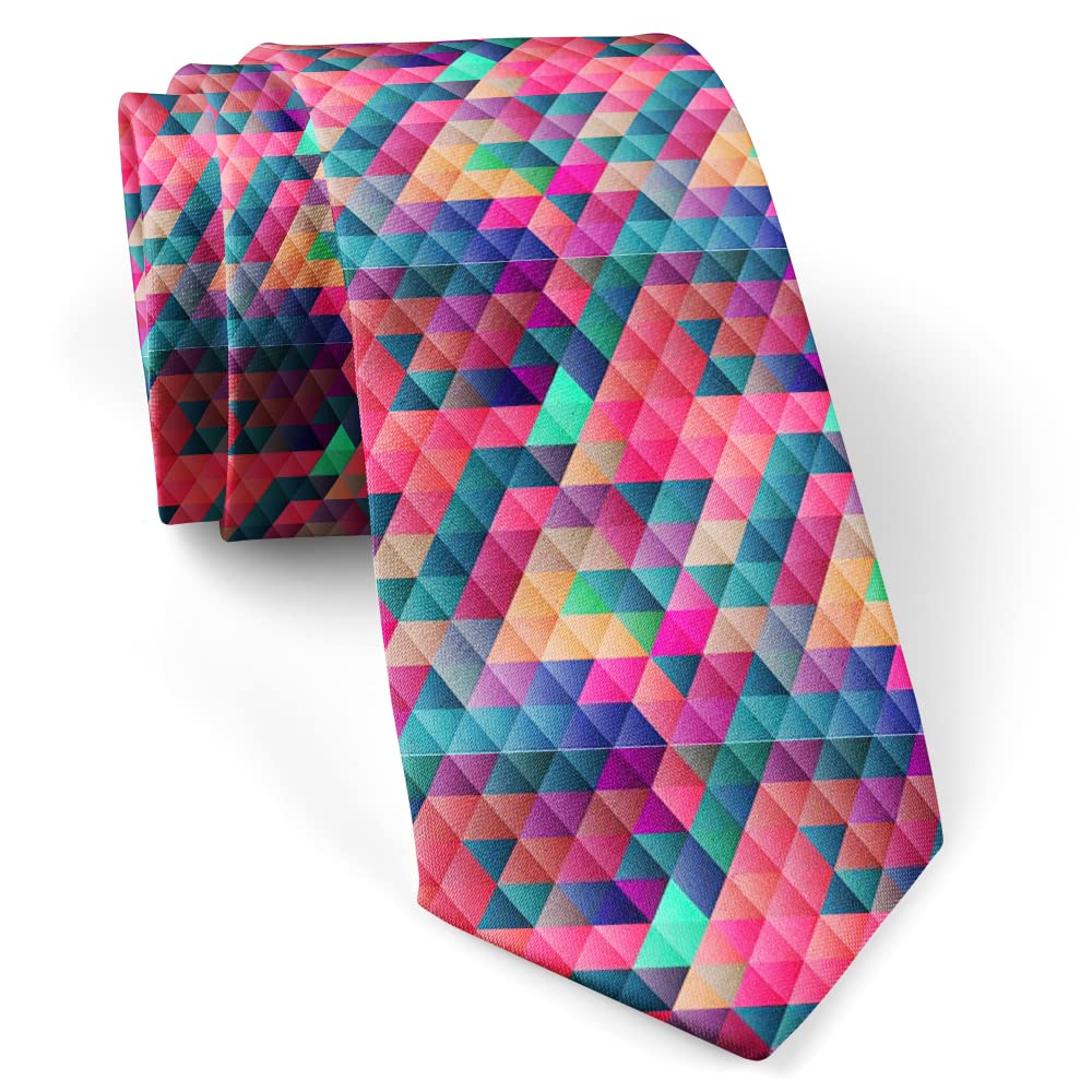 KAWAMOUSE (Geometric Pattern Design) Fashion Novelty Necktie, Conversation Neckwear Ties Great for Party and Events