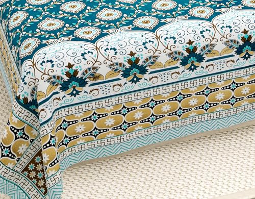 Image of RajasthaniKart Pure Cotton 180 TC King Size BEDSHEET with 2 Pillow Cover - 90X108 (Suitable for King Size Bed Sheet or Double Bed, Teal) PSP 141