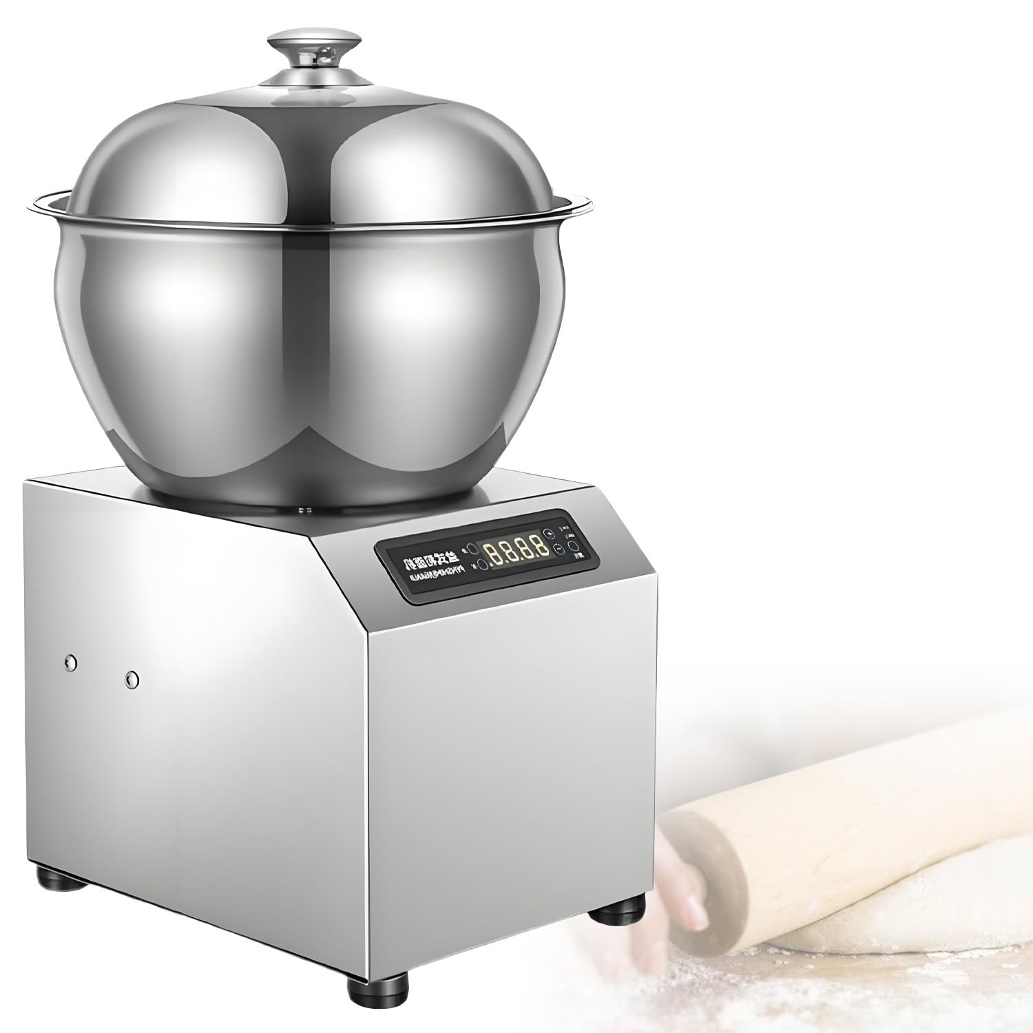 Impastatrice a Spirale Professionale in Acciaio Inox da 2200 W, 5/8 kg, con Doppia Funzione di Impasto Rotante e temporizzazione, per panetteria, Pizzeria e ristoranti. 8KG