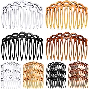 16 Pieces Women Hair Comb Accessories French Hair Side Combs Plastic Twist Decorative Comb Hair Clips Bridal Wedding Veil Teeth Hair Combs for Girls (Black, Transparent, Light Coffee, Dark Coffee)