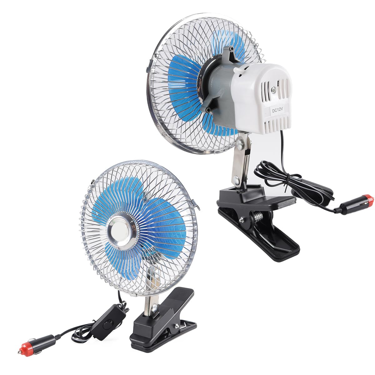 Ausi 12-V-Autolüfter aus Metall mit starker Windkühlung, Autolüfter mit einstellbarer Geschwindigkeit für LKW, Van, SUV, Wohnmobil (6 Zoll, 12 V)