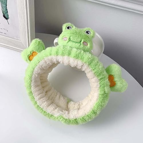 Miniatura 3 de Diadema Kawaii de spa para mujer, linda diadema de oso para maquillaje, lavado, fiesta, accesorios de disfraz para mujeres y niñas (verde, rana)