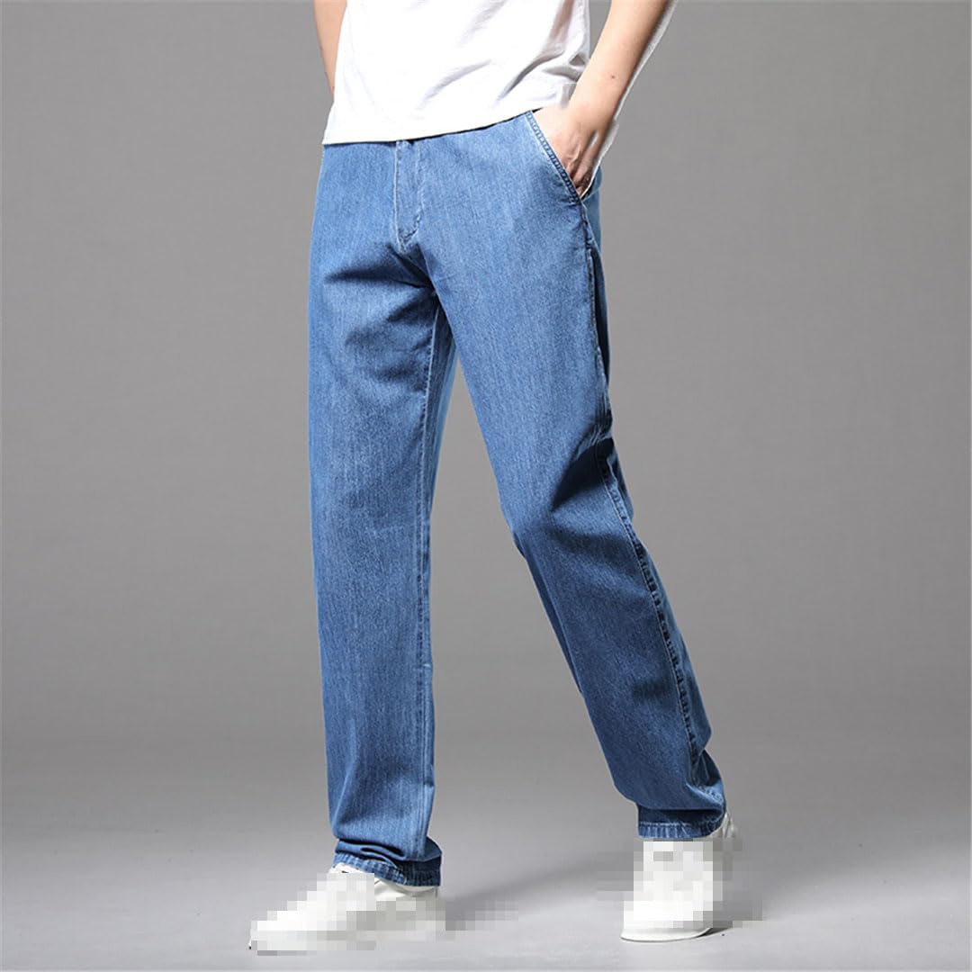 Vogrtcc Pantalones Vaqueros para Hombre Pantalones De Mezclilla Rectos Sueltos Finos Pantalones De Negocios De Gran Tamaño