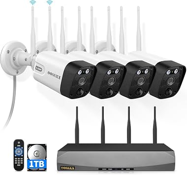 2026 New 5MP Wireless Security Camera System, 16CH NVR with 4pcs Outdoor WiFi Cameras & 1TB HDD, 55% Longer Range, 130 Wide Angle, 2-Way Audio, Free App No Monthly Fee