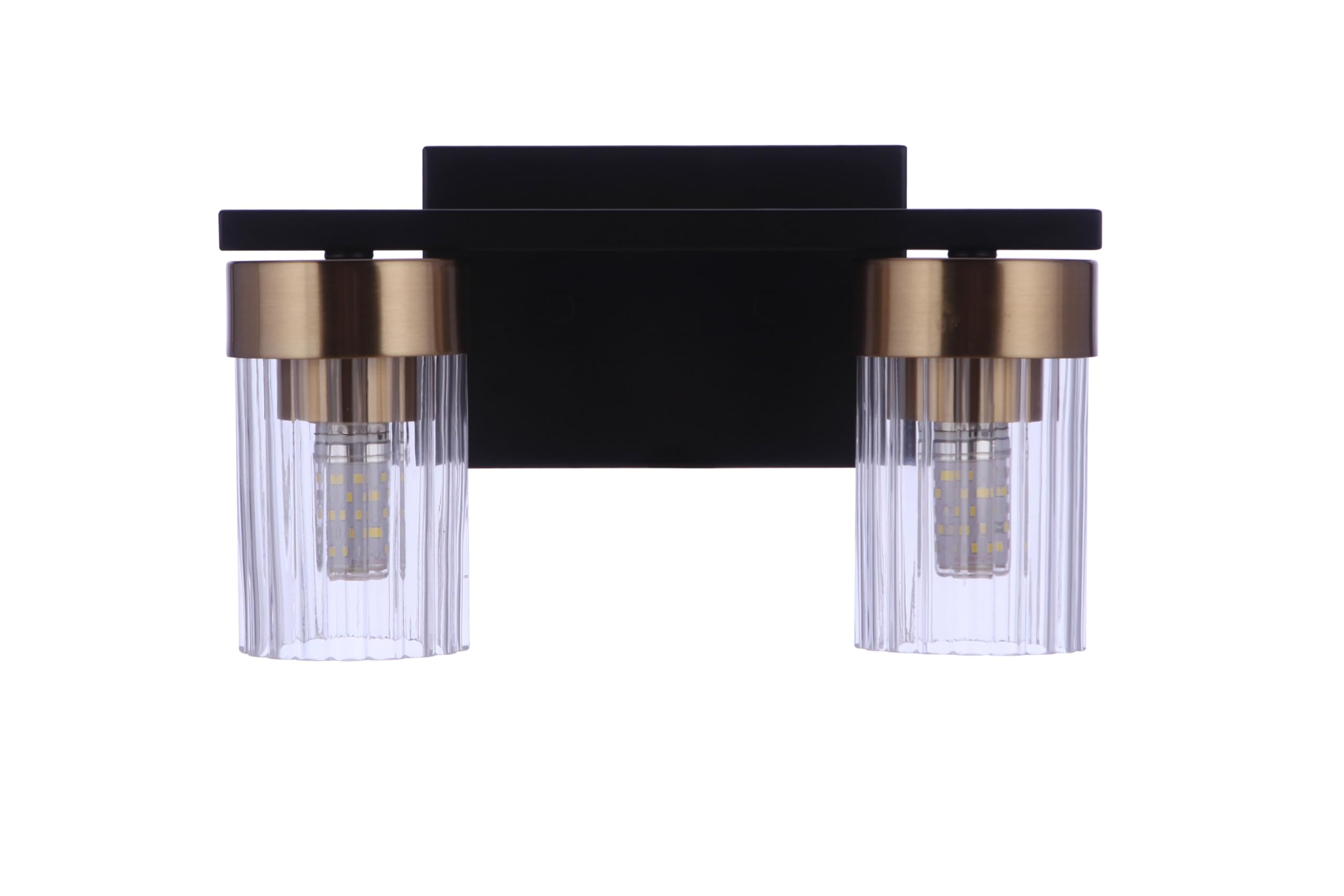 Craftmade Bond Street 2-Light Vanity in Satin Black Brass Flat Finish with Clear Ribbed Glass-image-48