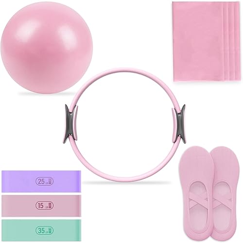 Kit esencial de pilates Juego de equipo de pilates para el hogar con anillo de pilates tonificante y bandas de resistencia largas y bandas de