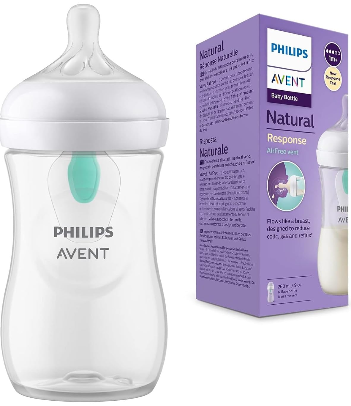 Philips Avent Natural Response Baby Bottle - 260ml Baby Milk Bottle with AirFree Vent | BPA Free for Newborn Babies Aged 1 Months+ | SCY673/01-picture-20