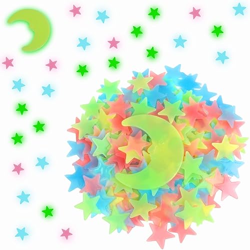LOMIMOS 201 calcomanías de estrella y luna, calcomanías de pared fluorescentes nocturnas para cielo estrellado, arte del hogar, techo, decoración de disponible en Yaxa Colombia