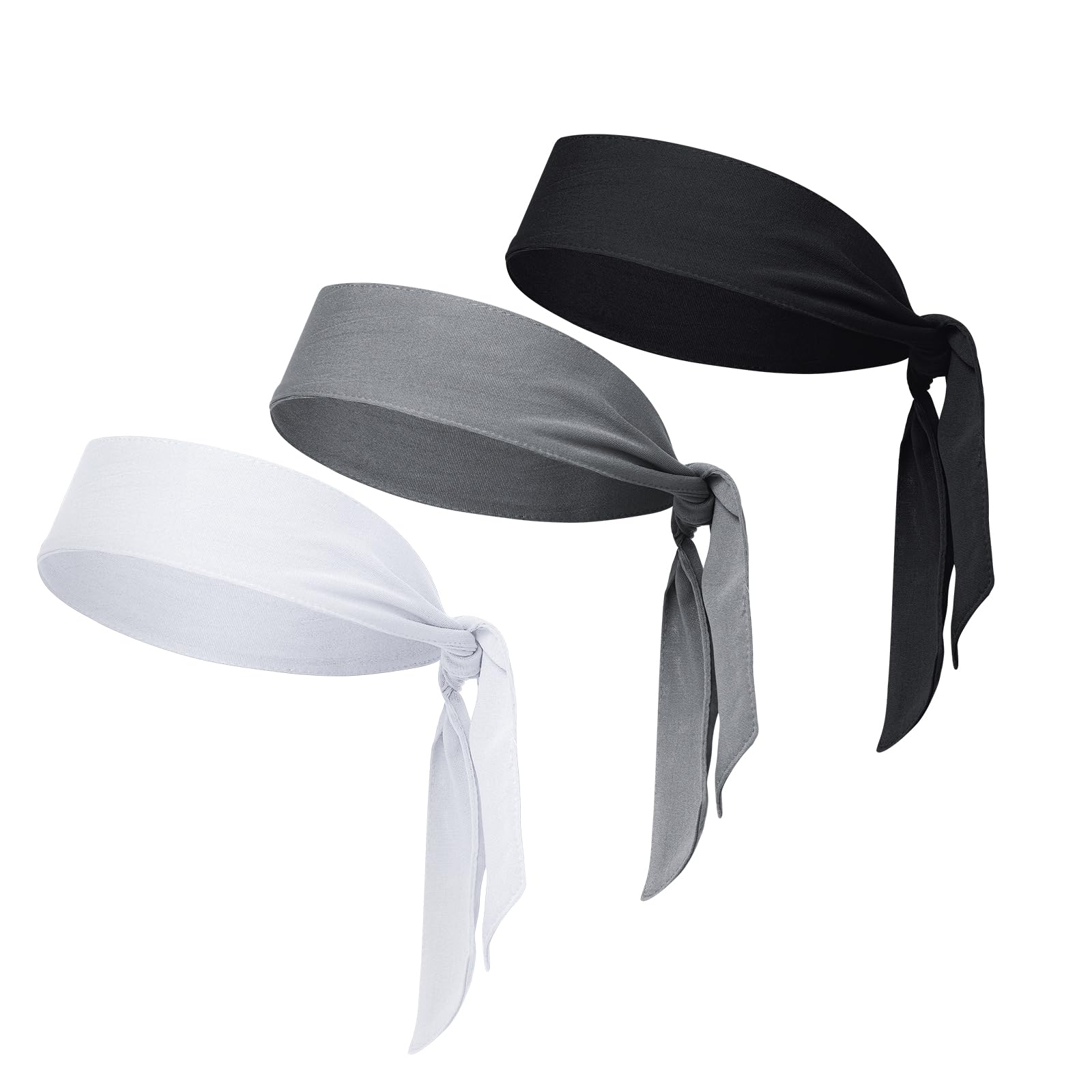 Sucrain 3pcs Head Ties Headband Sports Sweatband Adjustable Ninja Karate Head Band Sweat Wicking Workout Headband for Men Women Basketball, Running, Tennis, Athletics-image-13