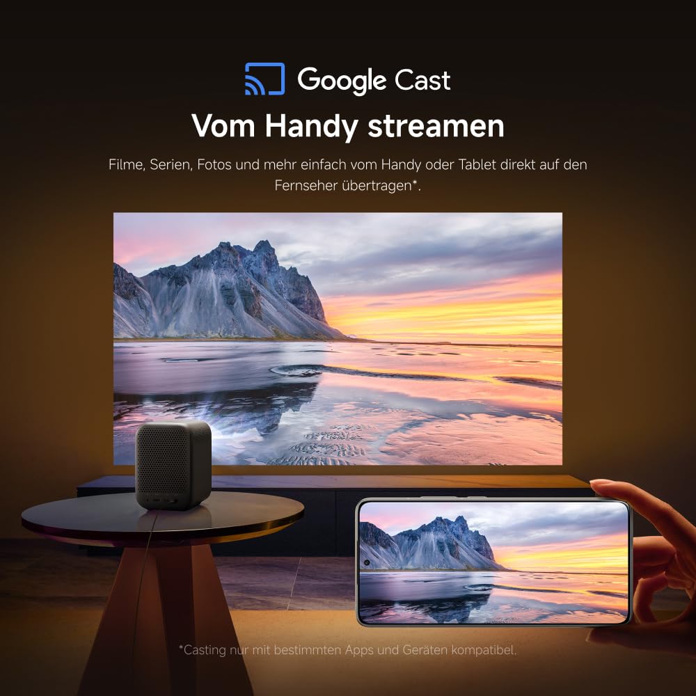 Xiaomi L1 Smart Beamer 1080P Full HD mit Google TV & Netflix, Tragbarer Heimkino Projektor, Autofokus & Keystone, HDR10/HLG, 120" Display, 5G WiFi Bluetooth, Dolby Audio, Outdoor Beamer für Kinoabende