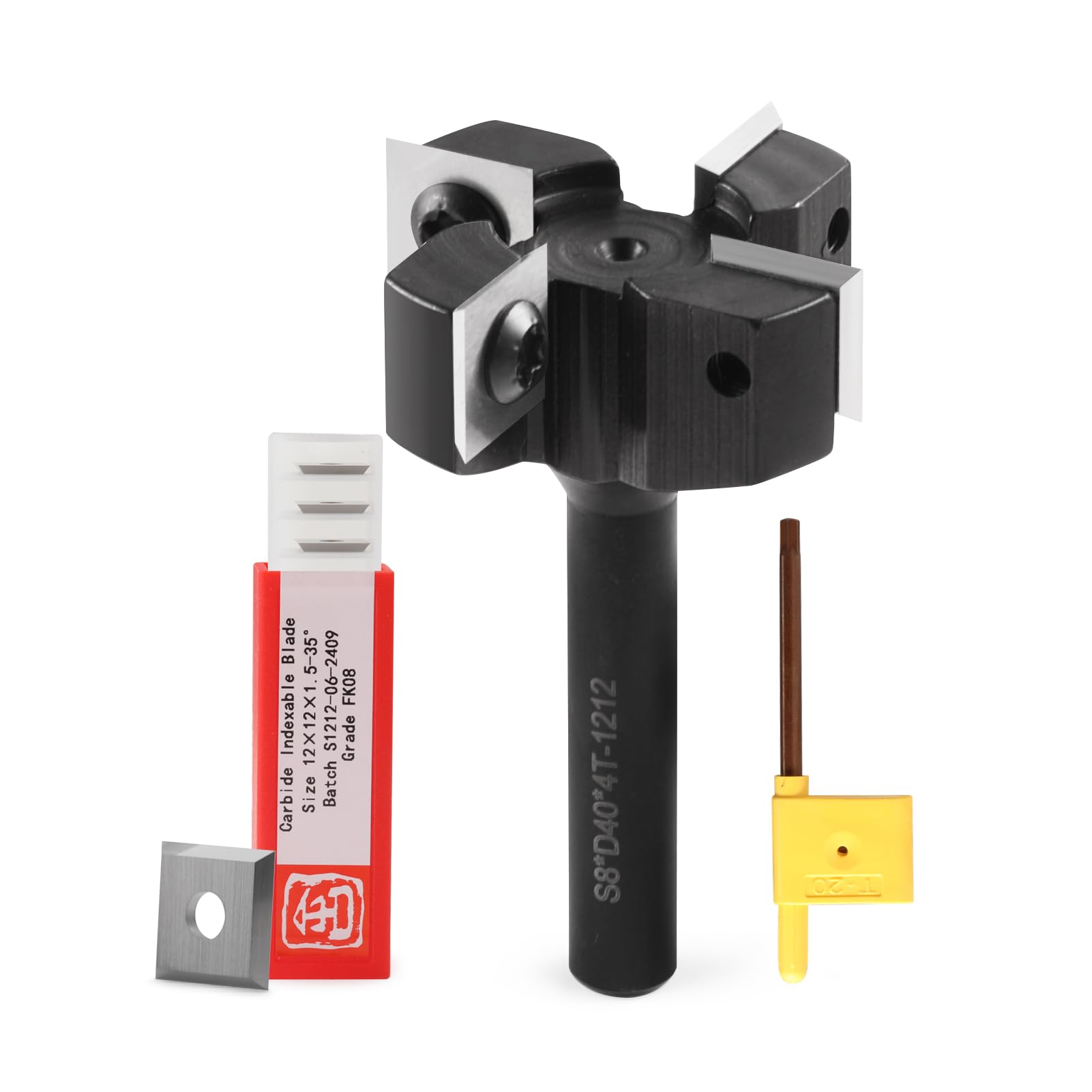 HOZLY Fresa per fresa superiore legno, diametro di taglio 40 mm, diametro gambo 8 mm, fresa per pianificazione/fresatura per bordi, coltello – Utensile professionale con 10 coltelli in metallo duro