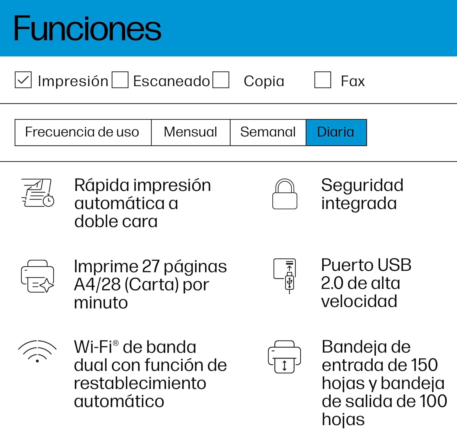 HP LaserJet M207dw, Impresora Láser Monocromo A4, Impresión a Doble Cara automática, 28 ppm, USB 2.0, Wi-Fi, Ethernet, Smart, Panel con Botones LED, Procesador 500 MHz, Memoria 64 MB, Gris