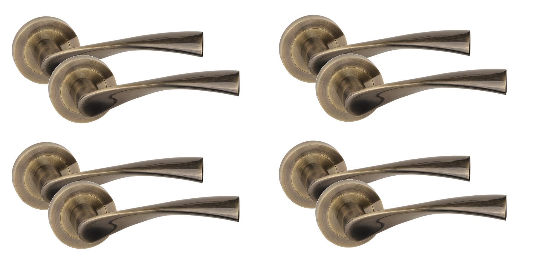Golden Grace Astrid Design Classic Door Handle Antique Brass 4 Pack