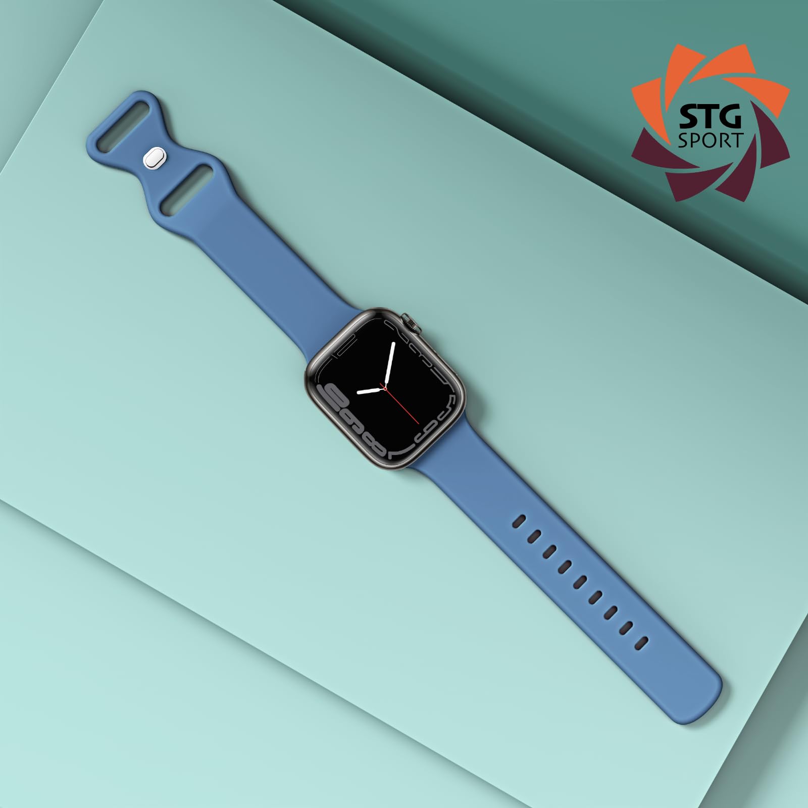 STG Sport Compatible avec Apple Watch 38 mm, 40 mm, 41 mm, 42 mm, 44 mm, 45 mm, 49 mm, silicone souple, fin et souple, compatible avec iWatch Ultra SE Series 8/7/6/5/4/3/2/1
