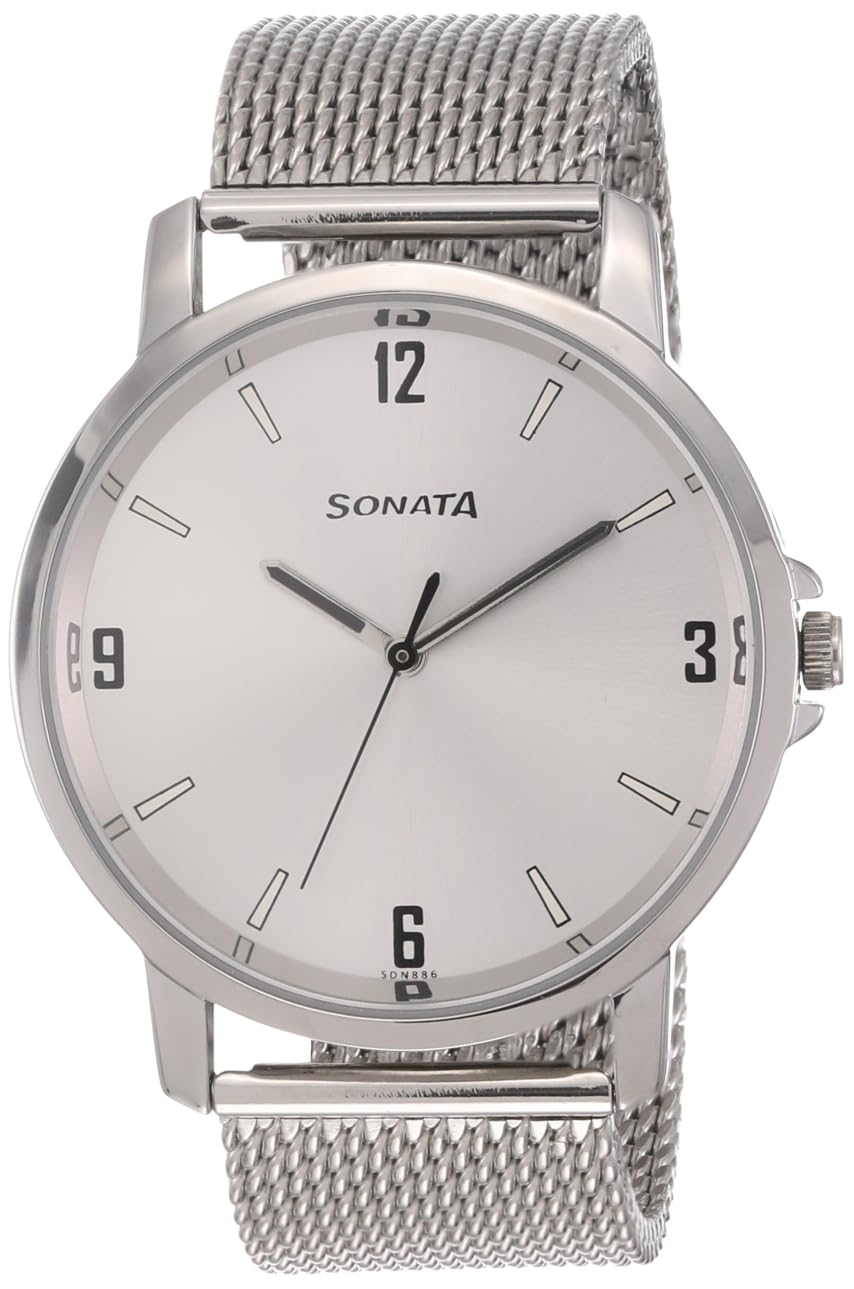 Fastrack Men Stainless Steel Sonata Silver Dial Analog Watch -77083Sm07, Band Color-Silver (B0C5MZL7V2) Amazon Price History, Amazon Price Tracker