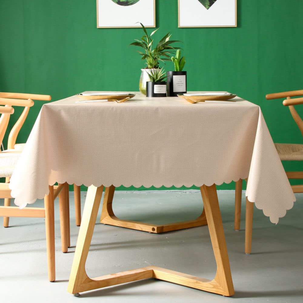1pc Mantel PVC Nappes Rectangulaires pour Couverture De Table À Manger Toile Cirée sur Nappe pour Table Cuisine Imperméable De Cuisine Eco,Beige,140X220
