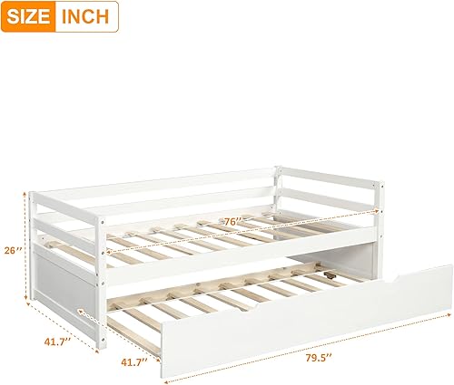 Miniatura 5 de Harper & Bright Designs Sofá cama de madera con nido, sofá cama nido tamaño individual, marco de cama individual estándar, no requiere somier (cama