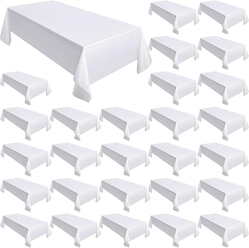 Moukeren Paquete de 30 manteles para mesas rectangulares de 58 x 102 pulgadas, reutilizables, lavables, de poliéster, a granel para mesas de 6 pies
