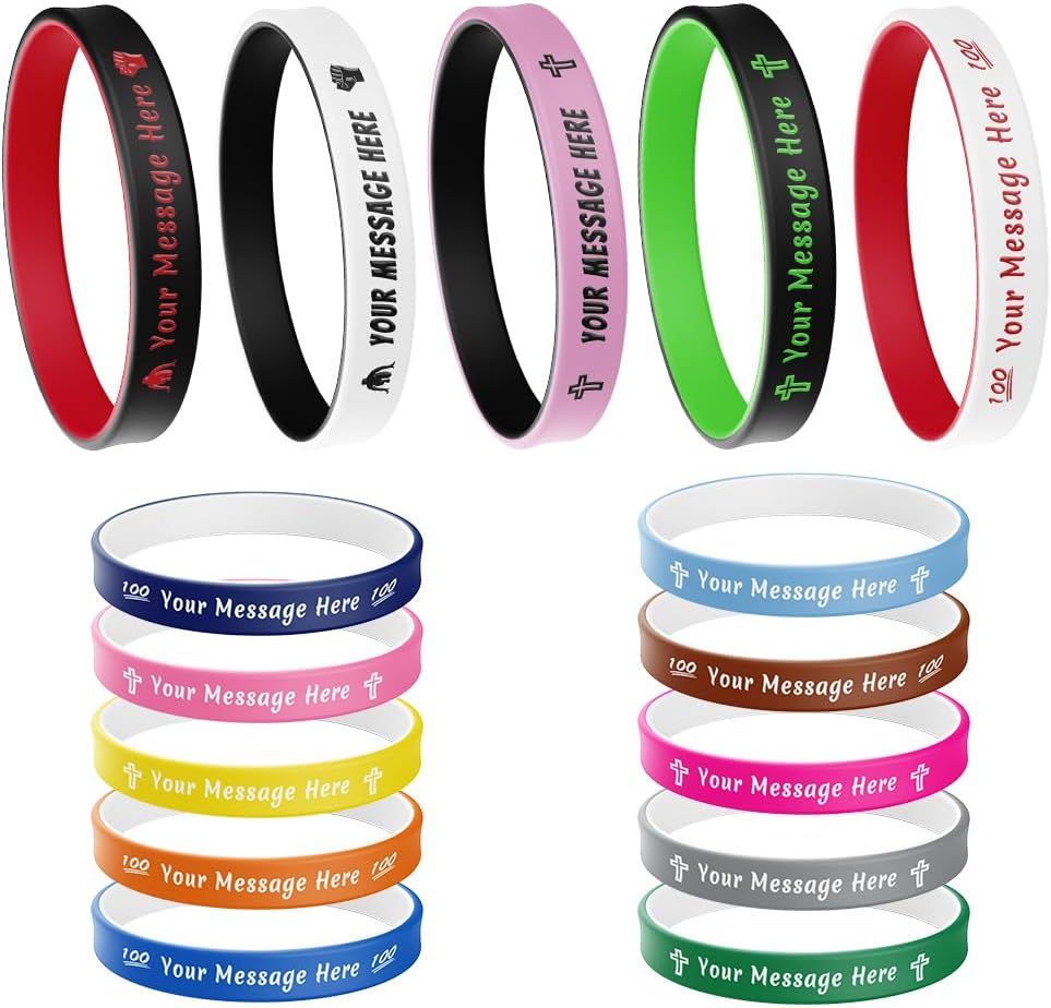 Custom Silicone Wristbands Personalized Wholesale Rubber Bracelets Customized for Motivation, Events, Gifts, Support, Fundraisers, Awareness