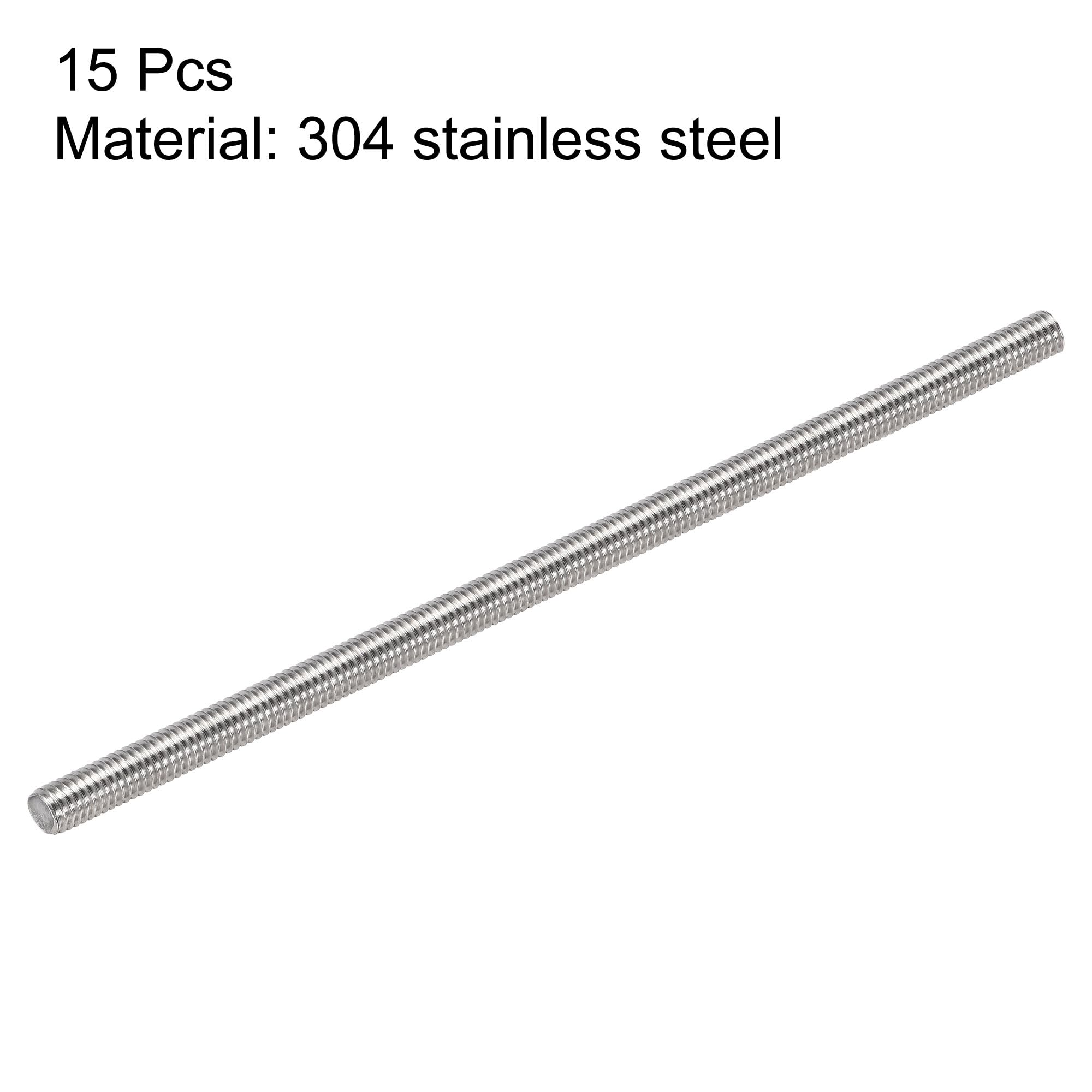 sourcing map 15Pcs M6 x 140mm Tige Filetée Entièrement 304 Inox Acier Droite Fil À La Main M6-1.0 Fil Pas