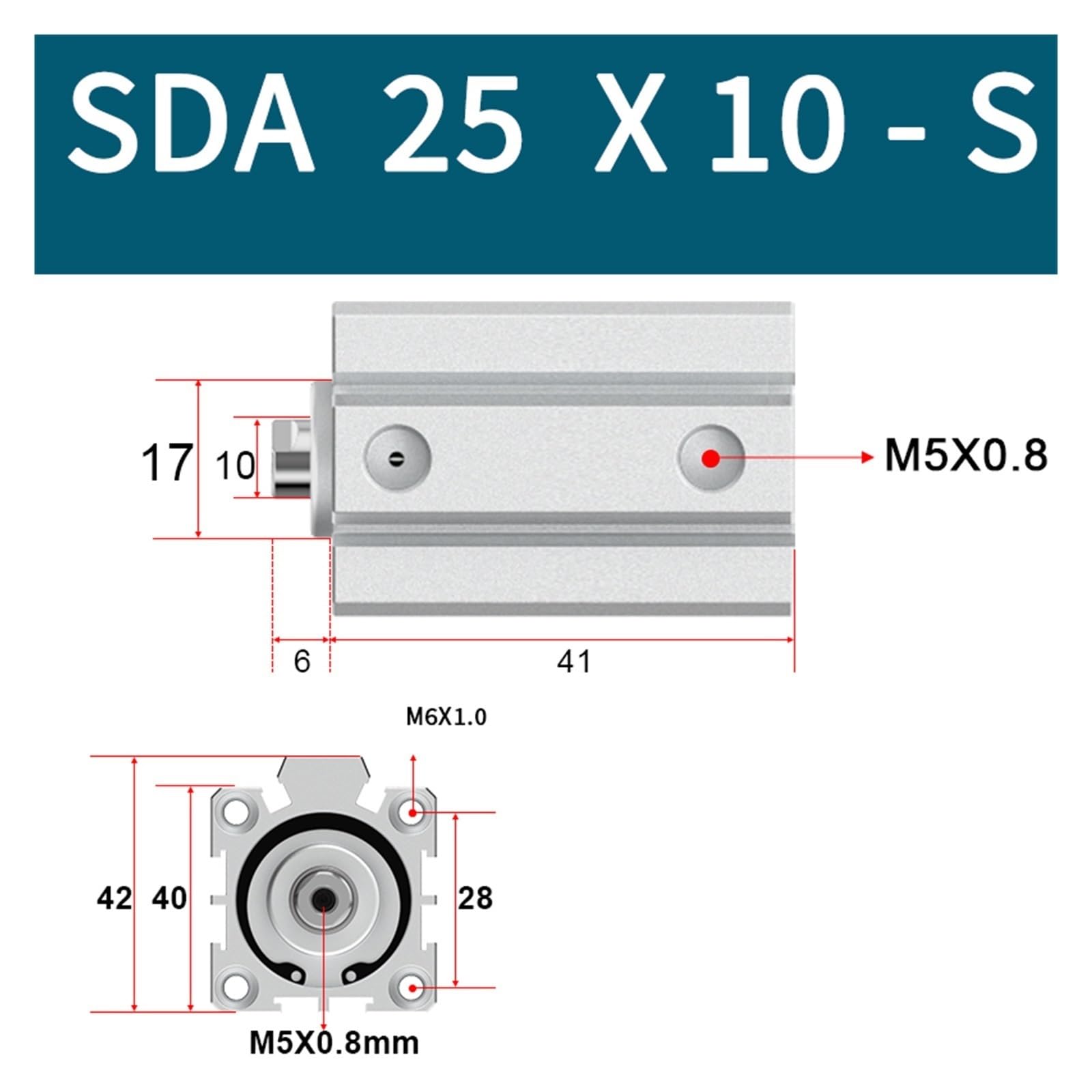 DEBLAN Cilindro neumático SDA25X10-S Carrer 10 mm Empuje 24 KG Cilindro Fino magnético for accionamiento y Control del Movimiento mecánico en automatización Industrial