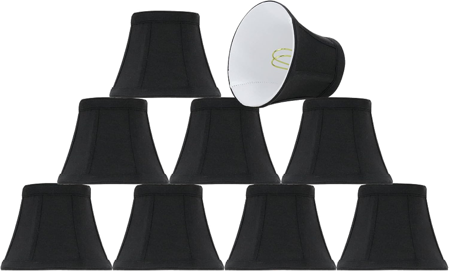 Aspen Creative 30271-9A, Bell Clip-On Chandelier Lamp Shade, Black, 3" Top x 5" Bottom x 4" Slant Height, Set of 9