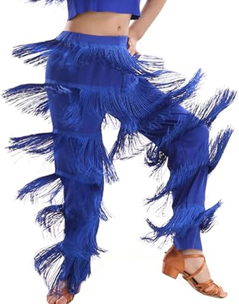 Girls Tassel Dance Pants Latin Ballroom Salsa Tango Chacha Rumba Performance Fringe Trousers