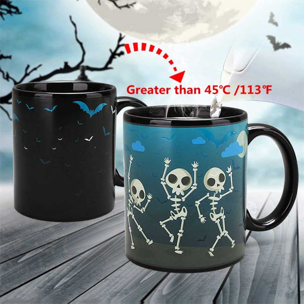 Heat Changing Mug Colour Changing Mug Magical Coffee Mug Tea Cup Perfect Novelty Gift 11OZ Coffee Ceramic Mug (Halloween)