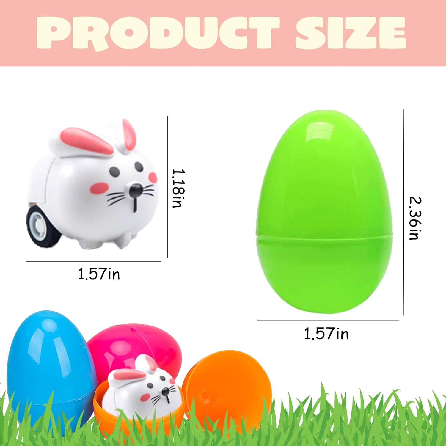 BAINFE 12PCS Easter Eggs with Pull Back Car Toys, Plastic Eggs with Cartoon Animal Vehicles for Kids Easter Egg Hunts, Easter Basket Stuffers Fillers, Easter Party Favor Classroom Prize Supplies