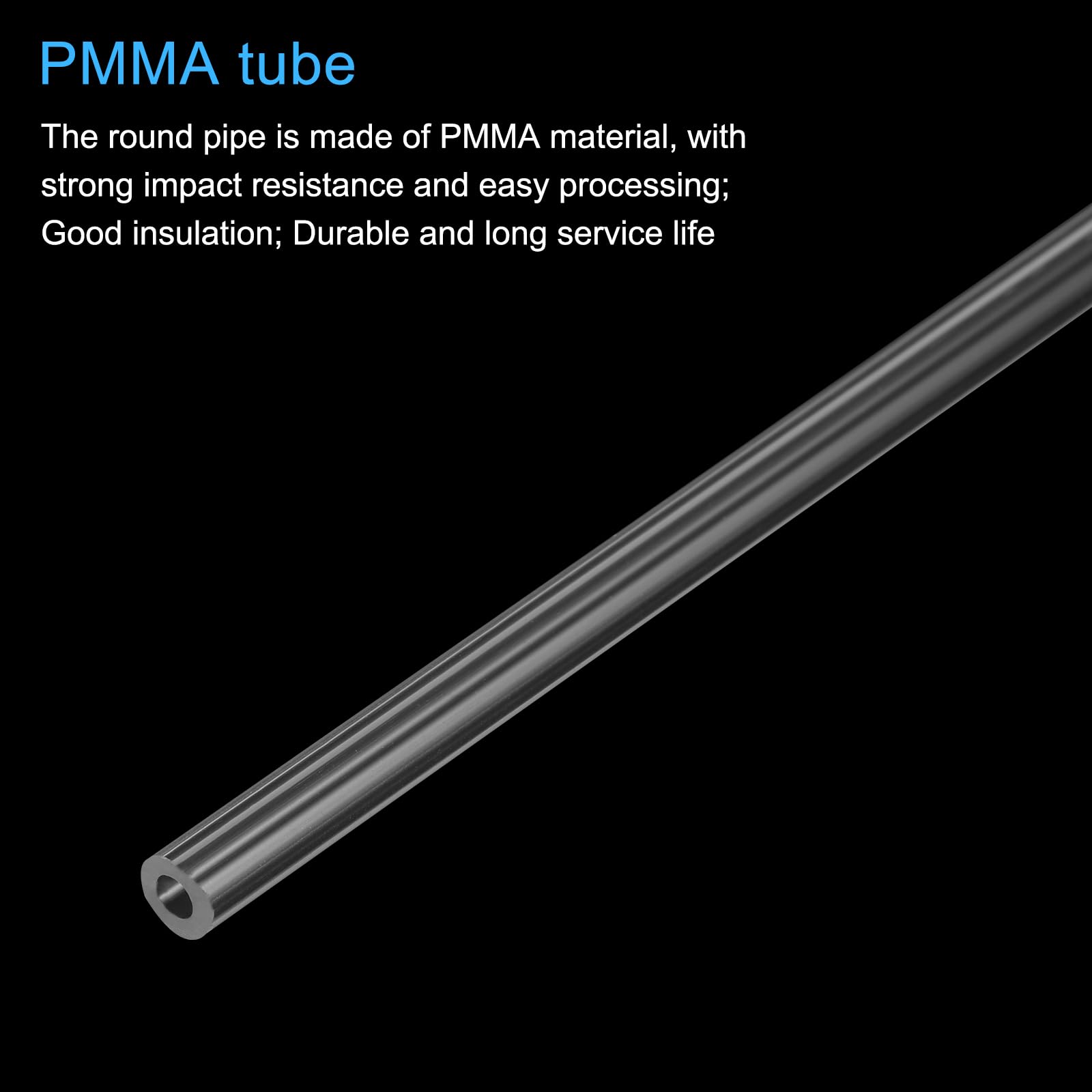 sourcing map Tubo in acrilico rigido rotondo in plastica trasparente, diametro interno 4 mm, diametro esterno 7 mm, diametro esterno 305 mm, per lampade e lanterne, sistema di raffreddamento ad acqua,