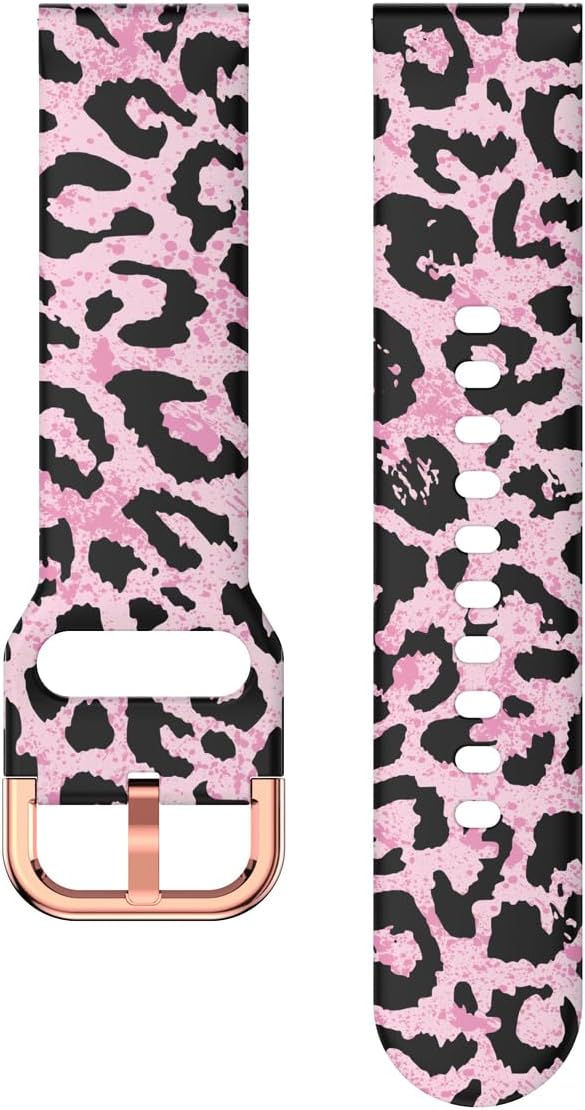 Replacement Bands For RUXINGX G53 / SANORUM G53 Smartwatch 1.27" Smartwatch Screen Protector, Fashion leopard-print Adjustable Soft Silicone Wristband Straps PINK image 3