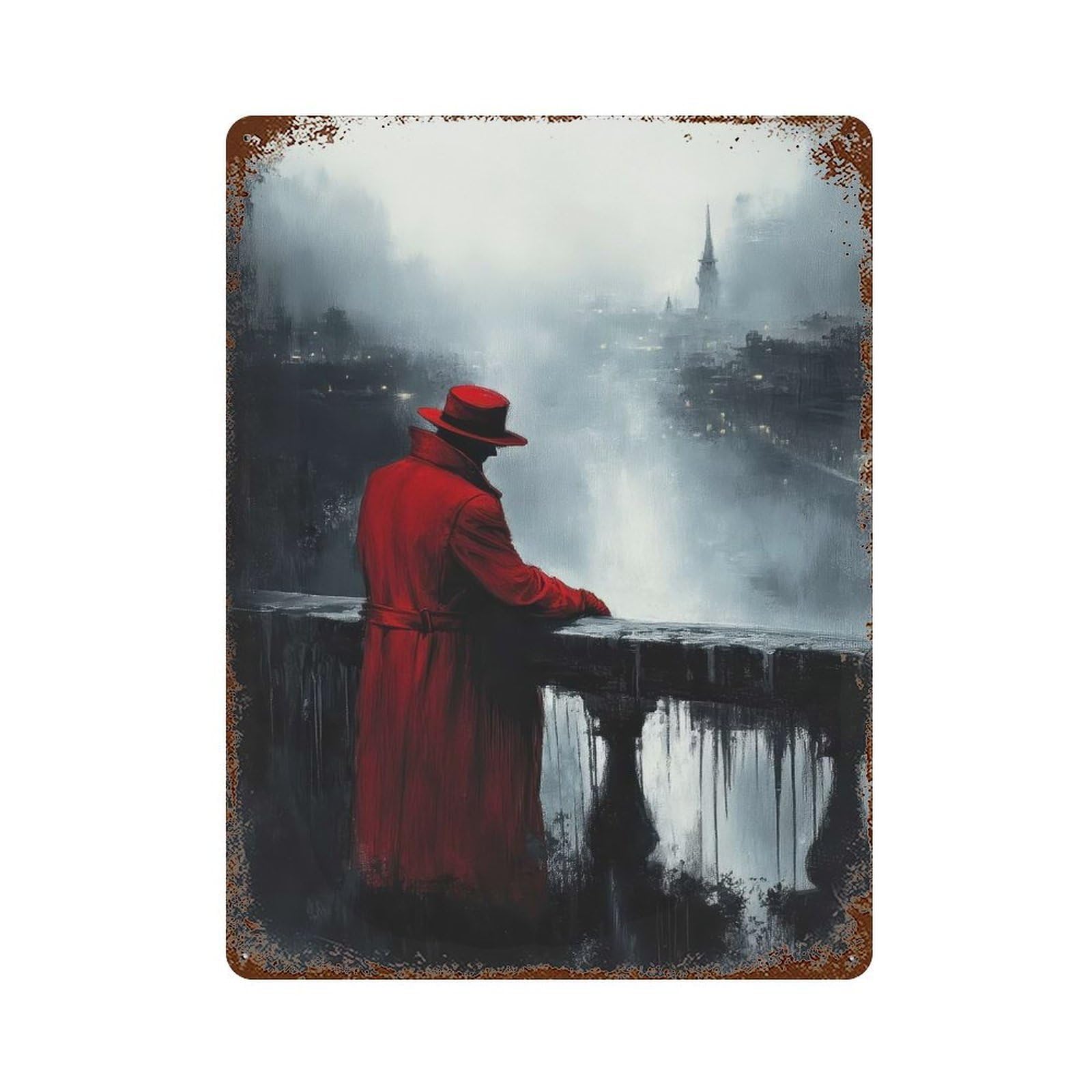 Lost in The Distance 15.7"x11.8" Aged Metal Wall Plaque, Novelty Wall Decor for Shed, Workshop And Garage Wall Decor