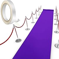 Vista 10 de Shappy Alfombra de pasillo rosa para fiesta, 1.94 oz/m² de grosor, con cinta de alfombra, alfombra de pasillo para graduados, bodas, fiestas, pista