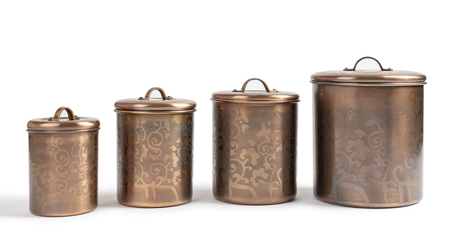 nu steel Nusteel wytrawiona stal nierdzewna 2 QT, piękny pojemnik do przechowywania żywności na blat kuchenny, herbatę, cukier, kawę, Caddy, pojemnik na mąkę z gumową uszczelką, antyczny miedziany