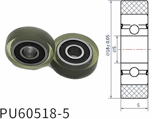 Miniatura 4 de Diameter 18mm, PU Polyurethane Bearing,Rubber Coated Soft PulleyRoller, Width 5mm Kindly (Color  Hole 4, Size  5pcs)