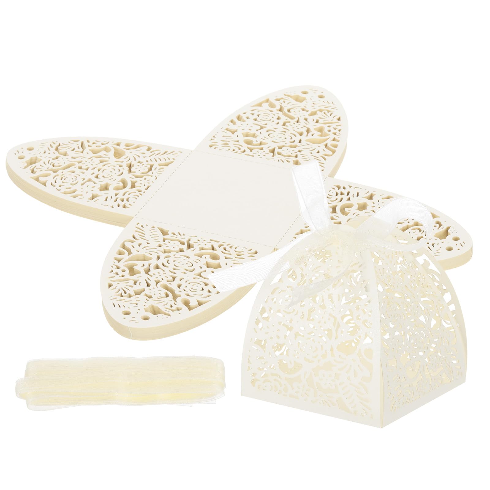 PATIKIL 6cm x 6cm x 8cm Favor Boxes, 24 Pcs Candy Party Gift Boxes for Wedding Mother's Day Easter Anniversary Christmas Graduation Celebration, Cream