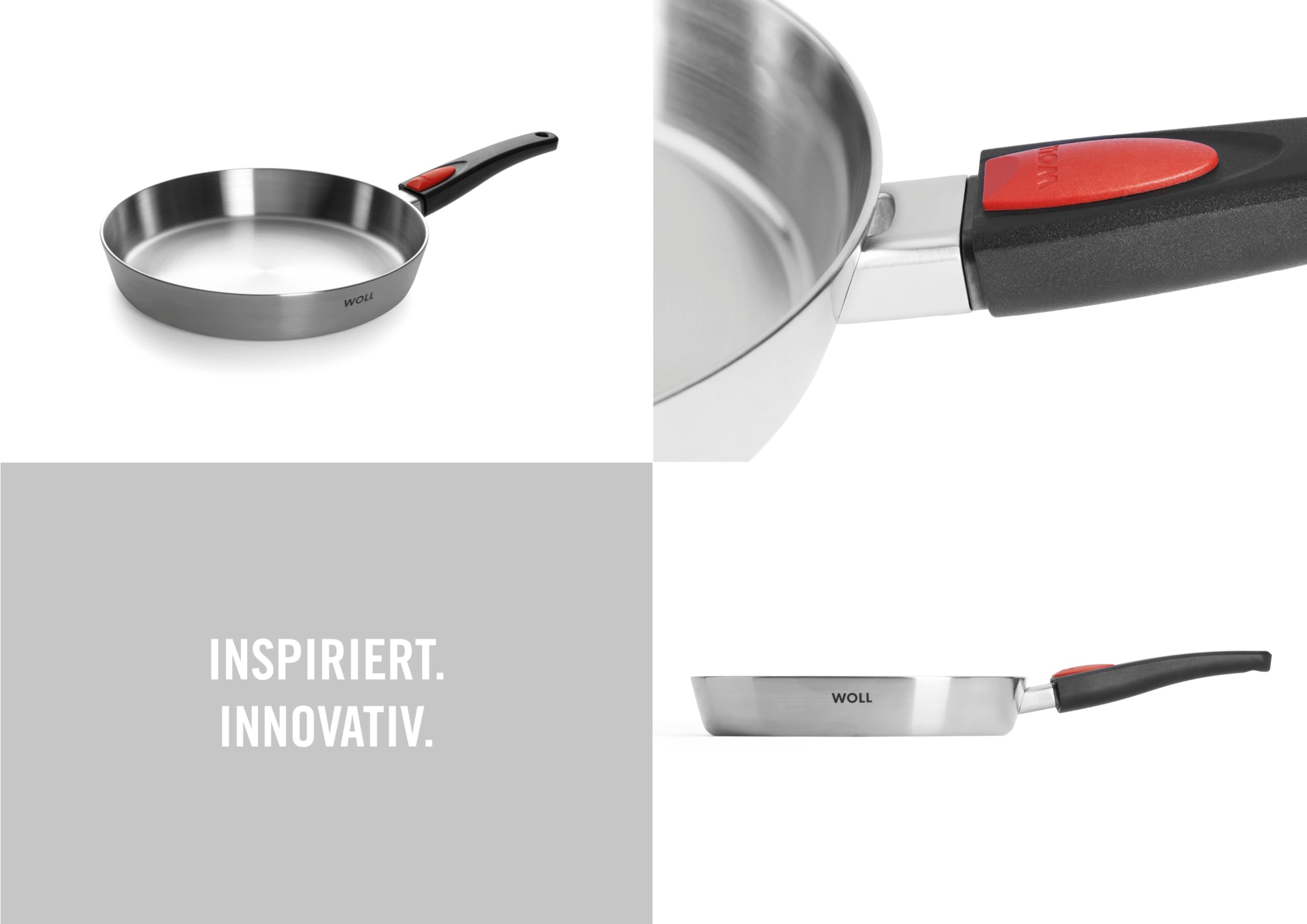 Woll Concept PRO Bratpfanne - Induktiv -, Ø 28 cm, 5 cm hoch, Geeignet für alle Herdarten, Edelstahl, backofenfest bis zu 220°, silber