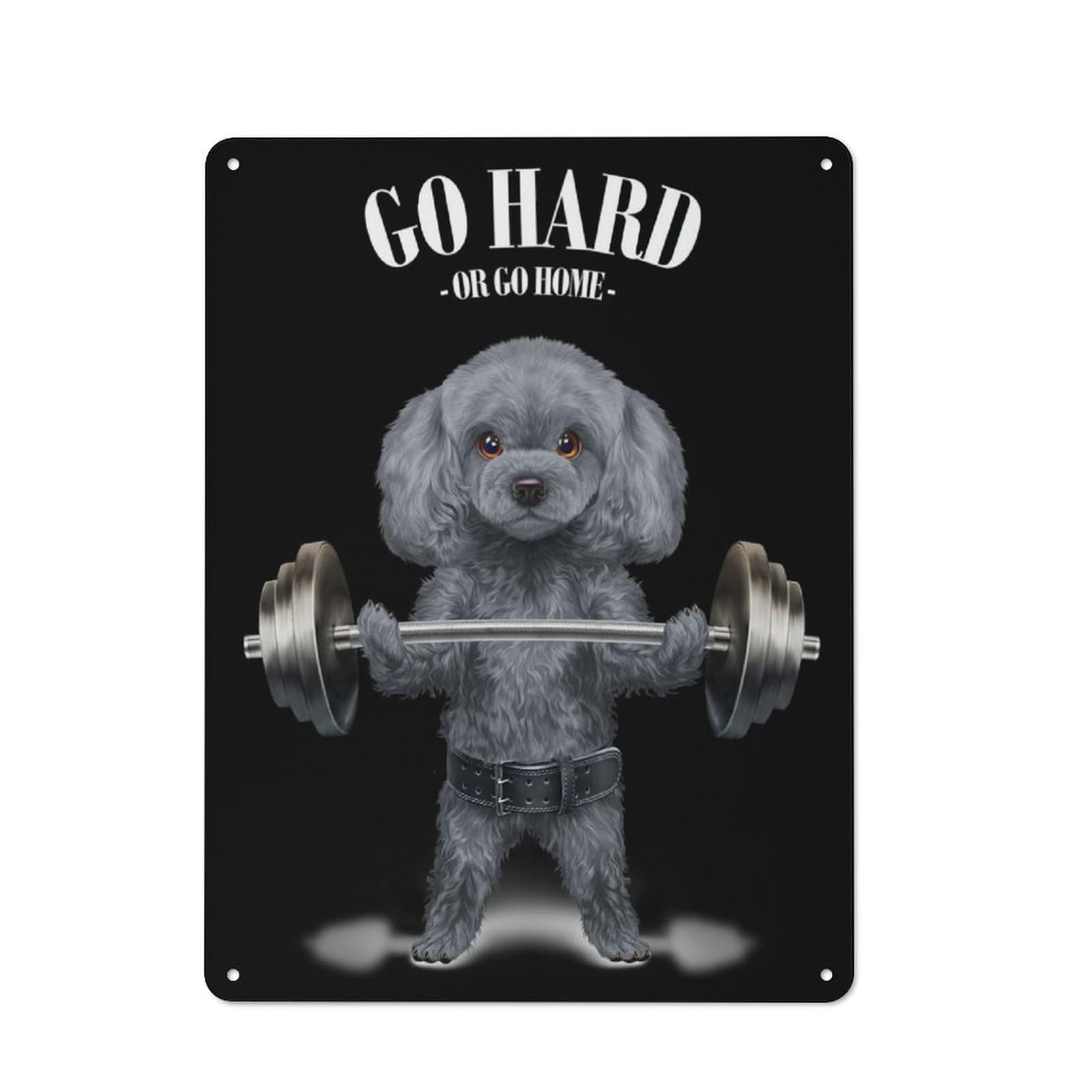 Poodle Dog Weightlifting Metal Gift Sign 40x30cm, Vintage Home Wall Decor for Home, Shop, Pub Or Studio Wall