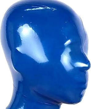 Blue Latex Hood Unisex Rubber Hood Fashion Sexy Headwear Suitable for Halloween Party Club CostumeSizeXL-70CM
