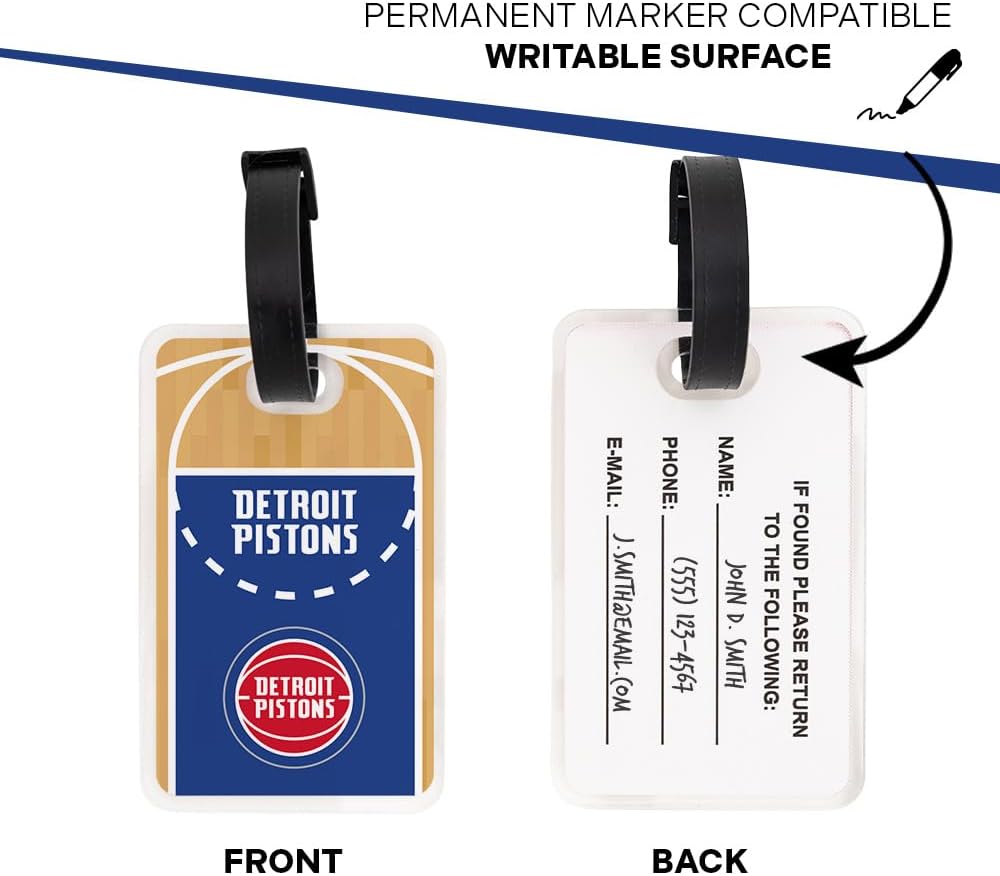 Desert Cactus Detroit Pistons Luggage Tag – Official NBA National Basketball Travel ID Label for Suitcases, Bags, and Carry-Ons (Acrylic Luggage Tag C)