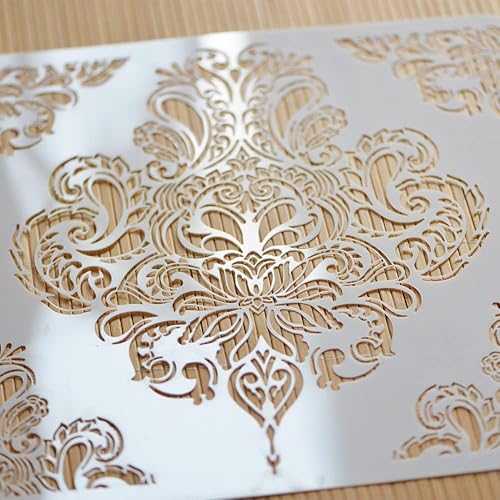 Miniatura 7 de Plantilla floral de manualidades 12 x 12 pulgadas plantilla reutilizable de mandala para muebles pintura de madera álbum de recortes plantilla