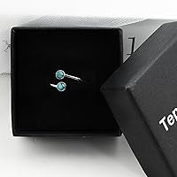 Vista 7 de Silver Open Ring Adjustable Statement Ring with Turquoise Obsidian Jewelry for Women Beautiful Double Gemstone Ring for Gift