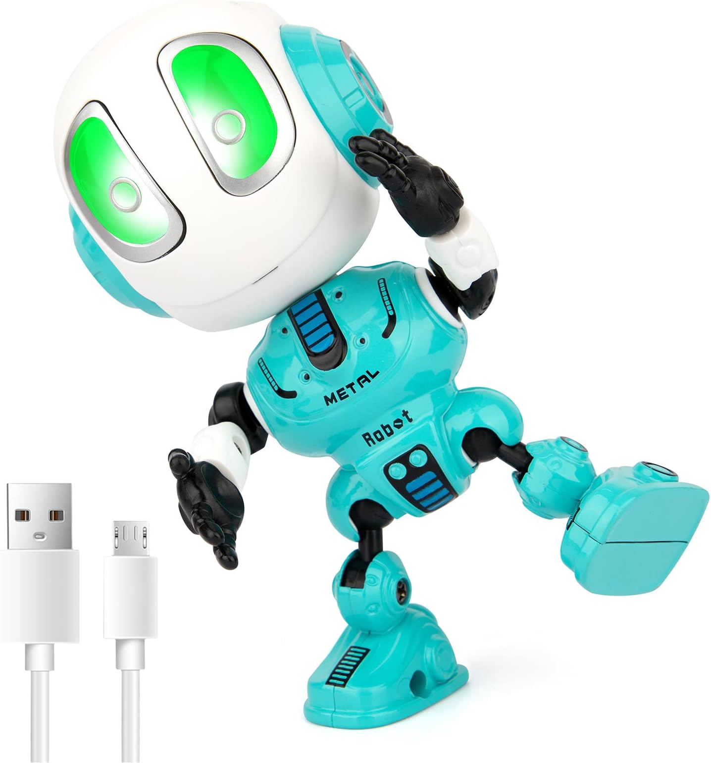 Stocking Stuffers for Kids Men Women, Rechargeable Robot Toys, Mini Talking Robot with Repeats Waht You Say, LED Lights and Cool Sounds Interactive Toy Xmax Gifts for Kids Adults (Blue)