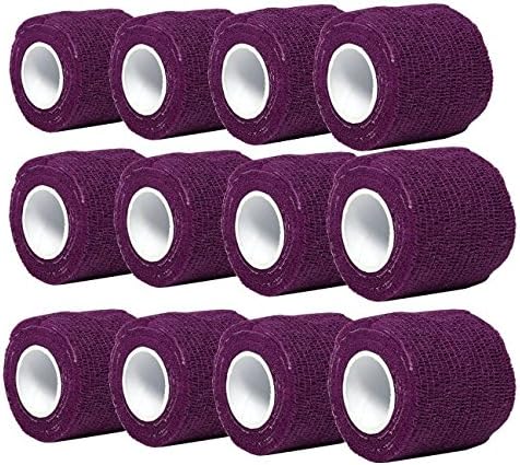 Fidowrap Self-adherent Stretch Cohesive Tape Wrap Bandage for Pets 2 Inches By 6 Yards (Pack of 12) (Purple)