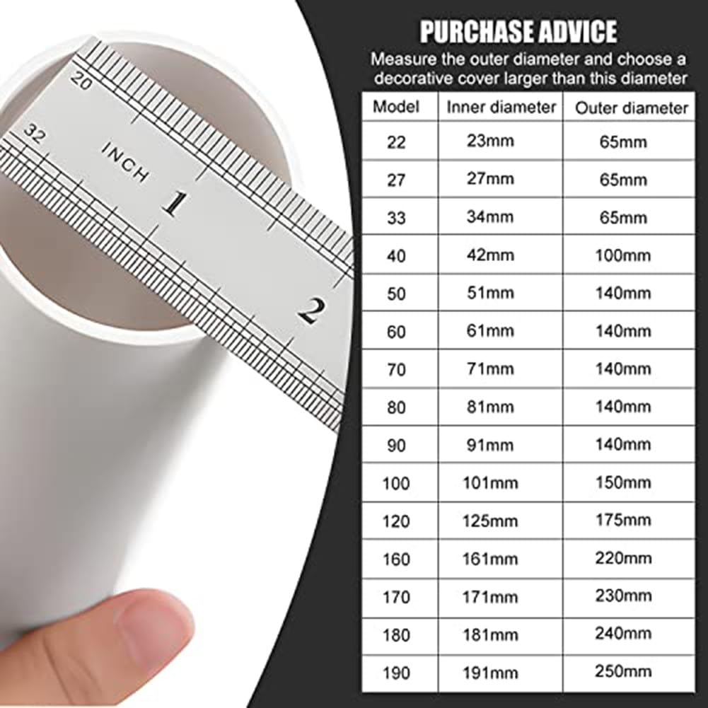 Cubierta de tubo decorativa de acero diseñada para calentador de agua de gas y ducha con configuración dividida, instalación sin esfuerzo, 80 mm, acero inoxidable plateado (120 mm)