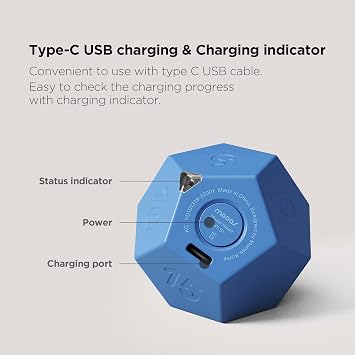 Mooas Productivity Timer Cube Bundle : Dodecagon Time Ball (Blue) + Cube Timer (White) Flip Timer, Gravity Sensor Timer, Pomodoro Timer for ADHD, Study, Office, Kitchen, and Workouts