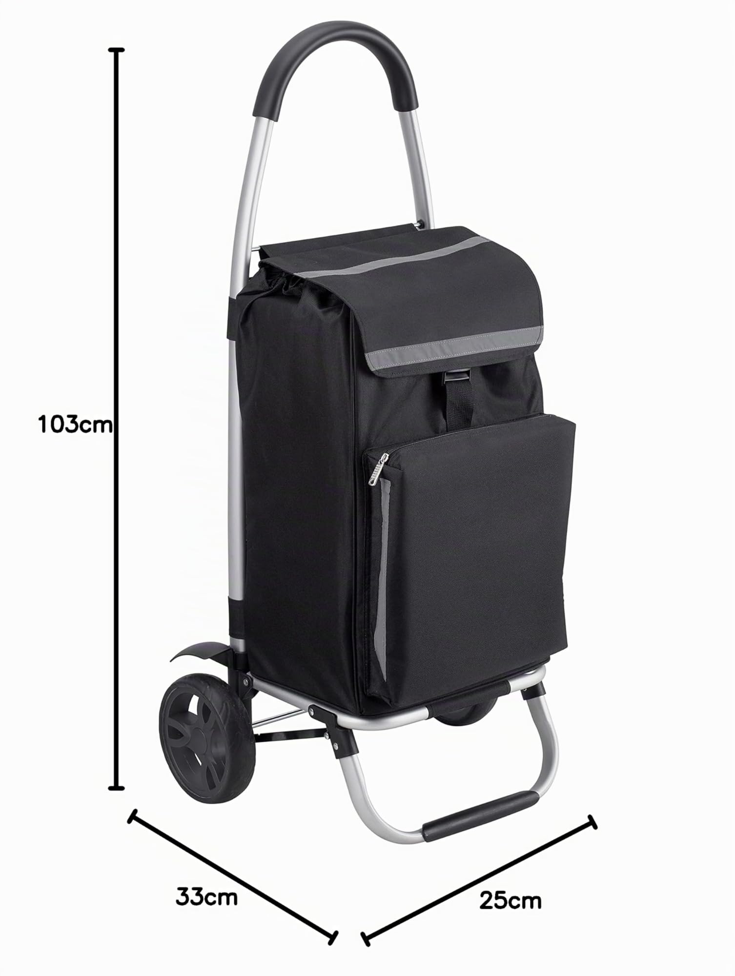 Chariot de Courses Meister 56 Litres Roues Larges Compartiment Réfrigérant Sac Amovible Pliable