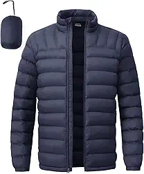 Jaqueta masculina leve embalável acolchoada quente de inverno para homens casaco acolchoado alternativo